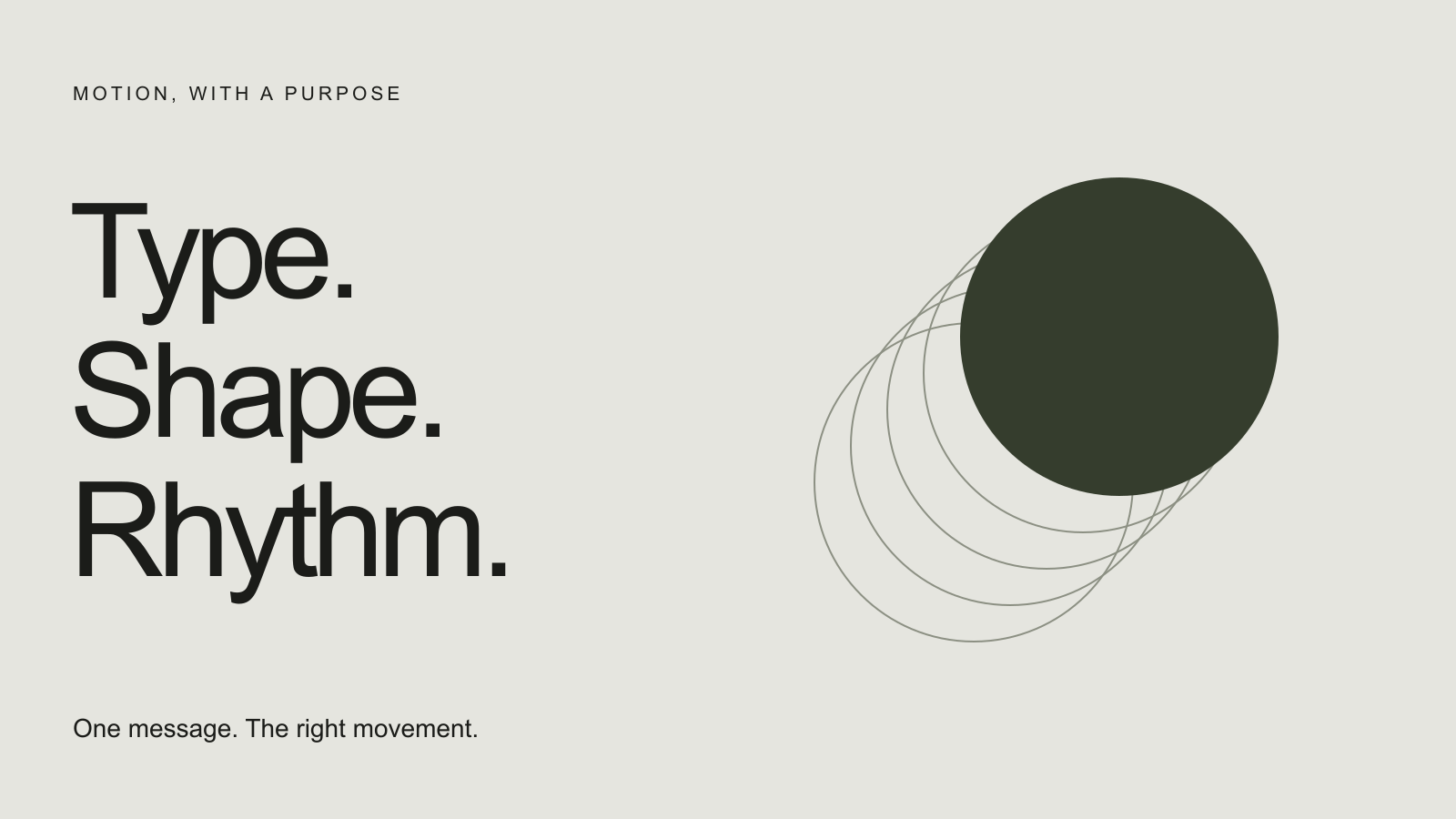 Type, shape and rhythm shown as three components of motion design