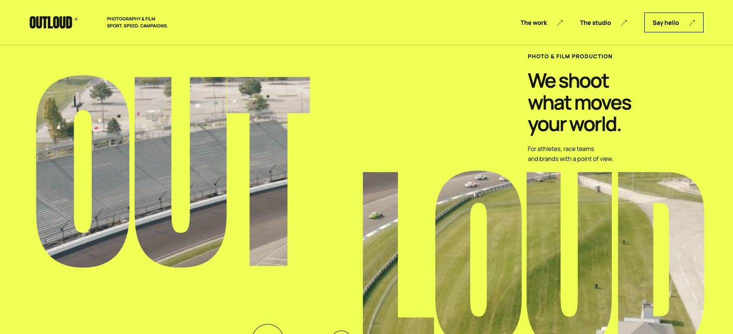 OUTLOUD — First screen / video inside the letters